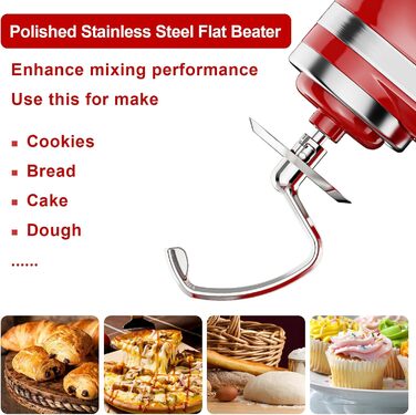 Заміна гачка для тіста GVODE для мішалки Kitchenaid, гачок для тіста K45DH для міксера Kitchenaid 4.5-5 QT з нахиленою головкою, насадка для тіста з нержавіючої сталі Можна мити в посудомийній машині