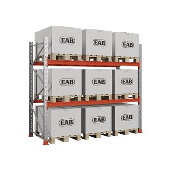 Палетні стелажі просторові оцинковані/помаранчеві ВxШxГ 2500 x 2930 x 1100 мм Навантаження на полицю 1650 кг Базовий блок