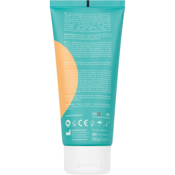 Лубрикант AMORELIE Care, зі смаком персика, 100 мл