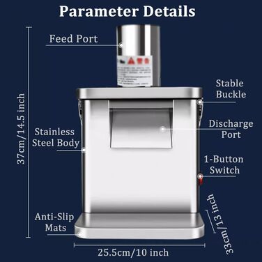 Електричний овочевий подрібнювач Quixnova, 250 Вт, автоматична картоплерізка для цибулі, комерційний автоматичний подрібнювач овочів - регульований