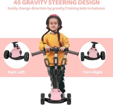 Самокат BremToy дитячий зі знімним сидінням, дитячий самокат з плавним регулюванням, дитячий самокат з поліуретановими світлодіодн