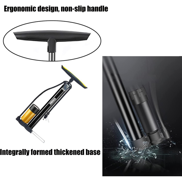 Велосипедний насос високого тиску SZSHIMAO, 160 PSI з клапанами Presta та Schrader, велосипедний повітряний насос з голкою для м&39ячового насоса для велосипедів та баскетбольних м&39ячів, з лічильником Gold