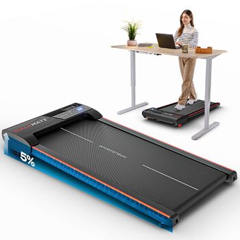 Килимок для ходьби Sportstech - Бігова доріжка для домашнього використання з нахилом до 9 1-6 км/год, включаючи підписку на додаток Домашній офіс, крокомір, легкий та компактний, транспортні колеса WalkMate до 120 кг Walkmate Black