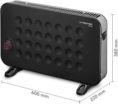 Електричний радіатор TROTEC TCH 25 E теплова потужність 750 Вт / 1250 Вт / 2000 Вт портативний конвектор, чорний 2000 Вт Чорний