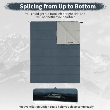 Спальний мішок Naturehike для дорослих, легкий прямокутний сплайсований 3-сезонний спальний мішок, для кемпінгу на природі, походів, синій