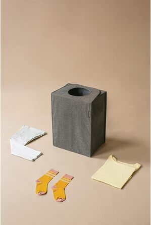 Мішок для білизни - Швидке відкриття - Міцний текстильний мішок - Економія місця - Кришка складається, утворюючи ручки - Легке спорожнення - Pepper Black - 55 L - 29,5 x 54,0 x 50,5 см