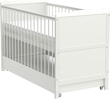 Дитяче ліжечко Marsell з висувною шухлядою з кришкою Дитяче ліжечко Ліжечко з матрацом з піни алое вера Зубчасті рейки, що регулюю