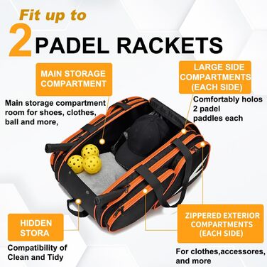 Сумка для ракеток TILDOSAC для паделя та піклболу, чорно-помаранчевий