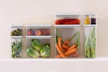 Штабелювані контейнери, набір з 2 шт. 1,5 л та 3,5 л Герметичні контейнери для зберігання із силіконовою кришкою для кухні Для сухих та вологих продуктів, цукру, борошна Світло-сірий