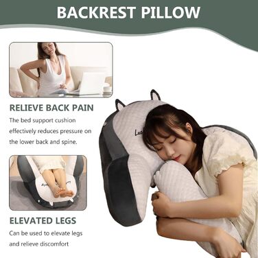 Подушка для читання - Оксамитова подушка для читання, подушка для спини з підлокітниками, ергономічна подушка для ліжка, спинка крісла для ліжка, подушка-подарунок для читання, хаскі, 70 * 50 см