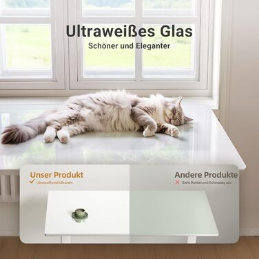 Стіл Claiks з регульованою висотою та скляною стільницею 120 x 60 см, електрично регульований, меблі для домашнього офісу, комп&39ютерний стіл, сучасний обідній стіл, стабільність та дизайн 120 x 60 см, супер білий