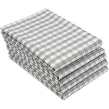 Набір з 5 бавовняних чайних рушників розміром 50x70 см - добре поглинаючі кухонні рушники в сіру клітинку - можна прати при темпер