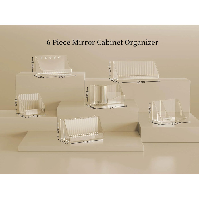 Органайзер для дзеркальної шафи RMAN на 6 предметів, пластиковий органайзер для макіяжу у ванній кімнаті, контейнер для робочого столу, коробка для зберігання пензлів, помади, засобів догляду за шкірою