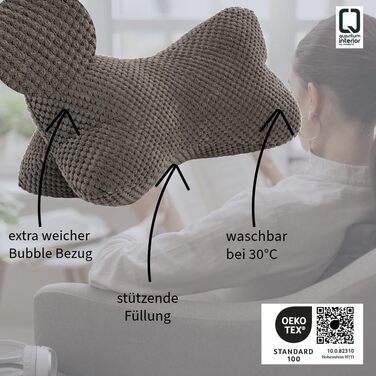 Подушка для читання, подушка для читання, валик для шиї, подушка для шиї з вельвету, опорна подушка, текстурована дорожня подушка, фігурна подушка, підставка для книг, гнучка підставка для книг, електронних книг або планшетів - 18x35 см (антрацит)