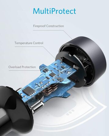 Автомобільний зарядний пристрій Anker PowerDrive III Duo USB-C, 40 Вт 2-портовий зарядний пристрій PowerIQ 3.0, Power Delivery для