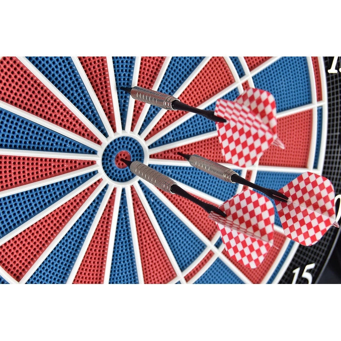 Електронна мішень для дартсу Karella CB-90 у корпусі, з 38 іграми та 211 варіаціями, точні турнірні розміри, 2-лункова конструкція, включаючи 12 м&39яких дротиків