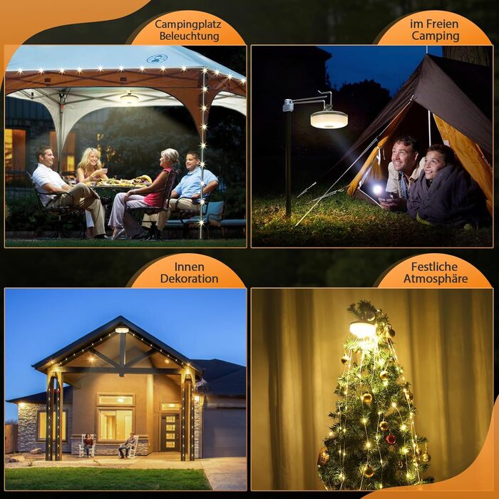 М кемпінгові гірлянди висувні, вуличні гірлянди, універсальні світлодіодні гірлянди - міцні та водонепроникні, зарядка від USB - п