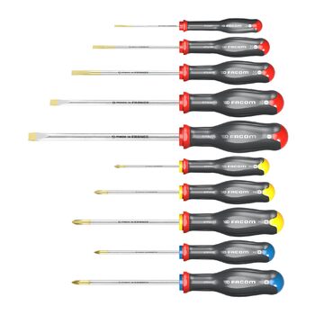 Набір викруток FACOM PROTWIST, 10 предметів, ATW.J10PB. Стандартні викрутки, 10 шт. з круглим та шестигранним жалом