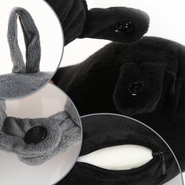 Преміум подушки для шиї - Подушки для підтримки шиї з піною з ефектом пам&39яті - Подушки для шиї для дорослих - Оксамитова м&39яка дорожня подушка для літака, автомобіля, поїзда, корабля та автобуса - Снодійний засіб, 2 шт., сірий чорний, 2 шт.