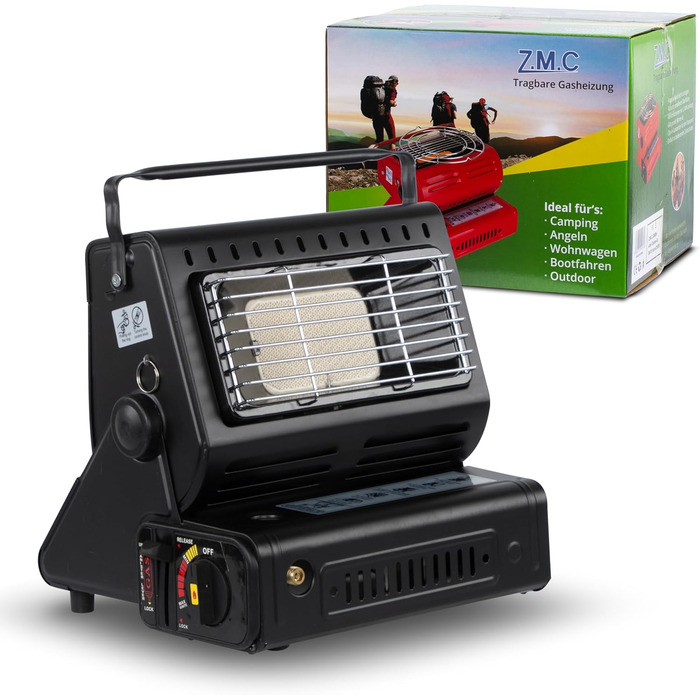 Портативний газовий обігрівач та газова плита ZMC 2-в-1 з підключенням для зрідженого газу, кемпінговий обігрівач 1,3 кВт