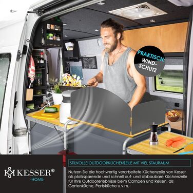 Кухня для кемпінгу KESSER У комплекті сумка для перенесення та комплект чашок Кемпінгова шафа, складна шафа з алюмінієвою рамою Дорожна кухня Кухонний ящик Шафа для намету Кухня для кемпінгу на свіжому повітрі Сірий Тип Великий Тип Великий Сірий