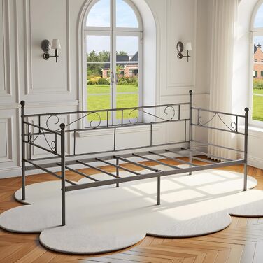 Каркас ліжка-кушетки 90x200 см, металевий, водонепроникний, підходить для сімей, гостей, молоді, самотніх людей та віталень, чорний, 90 x 200 см