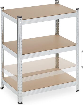 Полиця для зберігання Relaxdays для важких умов експлуатації, 5 ярусів, висота та ширина 180x70x45 см, вантажопідйомність 500 кг, сталь, для підвалу та гаража, сріблястий колір