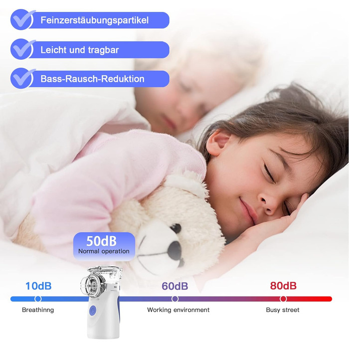 Інгалятор BIAOQINBO, інгалятор для дорослих та дітей, інгалятор-небулайзер з маскою для обличчя та мундштуком, надлегкий, маленький, зручний для перенесення (синій)