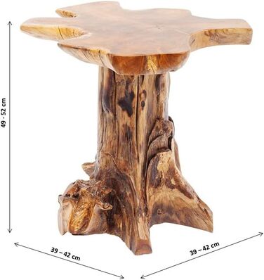 Журнальний столик Kare Design Tree Klein Nature, коричневий, масив тика, стіл для вітальні, журнальний столик, 50x40x40 см (В/Ш/Г)