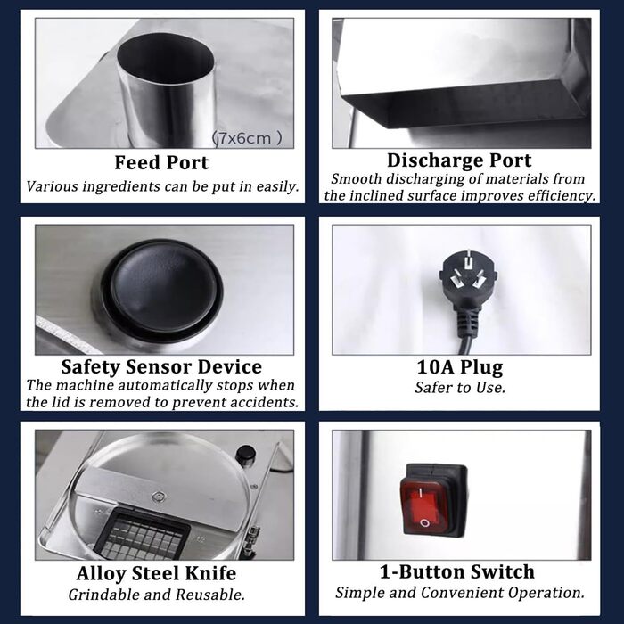 Електричний овочевий подрібнювач Quixnova, 250 Вт, автоматична картоплерізка для цибулі, комерційний автоматичний подрібнювач овочів - регульований