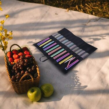 Столові прибори Рулон Чорний кемпінг Портативний намет Кілочки Сумка для перенесення Посуд Кухонний набір Палички для зберігання С