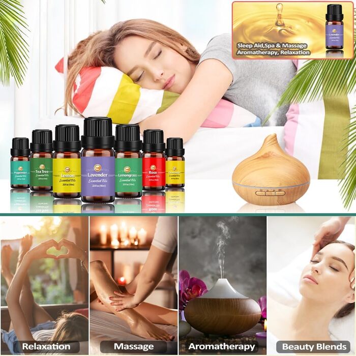 Набір ефірних олій 18 x 10 мл, чайне дерево, лаванда, евкаліпт, ладан, лемонграс, розмарин, апельсин, м&39ята, лимон, бергамот, іланг-іланг, грейпфрут, ромашка, троянда, ваніль, пачулі, шавлія