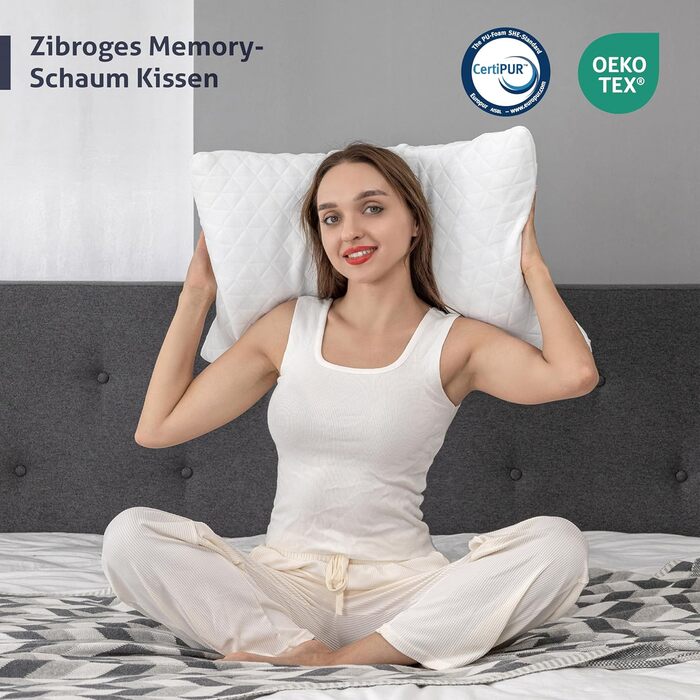 Подушка EGO Home з піни з ефектом пам&39яті 40x80 см з подрібненою піною з ефектом пам&39яті - Дихаюча, ергономічна подушка для підтримки шиї для сну на боці, спині та животі - Сертифіковано Oeko-Tex - Чохол, який можна прати 80x40 см