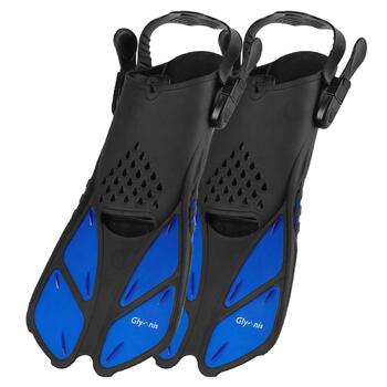 Ласти для сноркелінгу Glymnis, регульовані, для дорослих та дітей, короткі ласти для дайвінгу, плавання, сноркелінгу, розмір S/M (37-41), чорний/синій