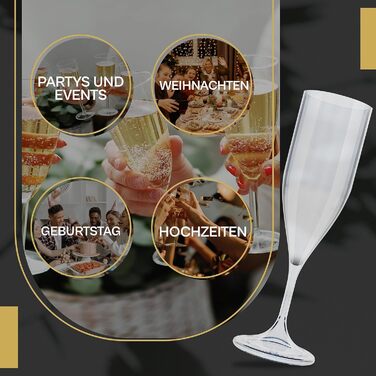 Келихи для шампанського пластикові дешеві пластикові одноразові, набір з 12 шт. ультрастійкий Tritan, твердий пластик, келих для ш