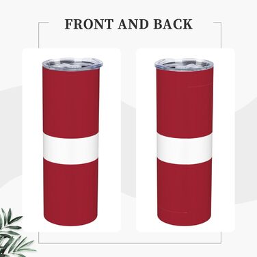 Кухоль з прямою трубочкою, дизайн латвійський прапор, друкований, дорожній кухоль, підходить для кемпінгу, офісу та дому, 590 мл