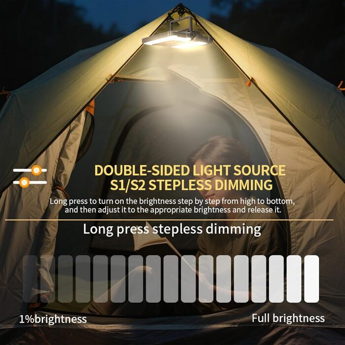 Телескопічний кемпінговий ліхтар LIXADA, акумуляторний світлодіодний багатофункціональний кемпінговий ліхтар ємністю 4800 мАг, портативний наметовий ліхтар зі штативом, водонепроникний, висувний, складаний, для піших прогулянок та подорожей (підтримує пов