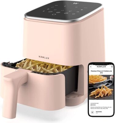 Мультипіч 2 л Air Power V20 (1200 Вт) з 8 програмами та сенсорною LED-панеллю, фритюрниця 2 л (до 230 C) для 2 осіб, легко чиститься та з додатком рецептів - без PFOA Корал 2 Літрос 3-й Корал