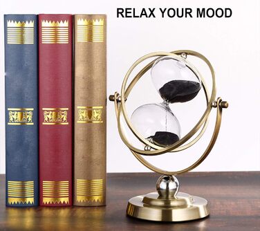 Пісочний годинник SuLiao для Uten, поворотний на 720, старовинний білий пісочний годинник, вінтажний пісочний годинник 1 Hora Reloj de Arena, великий метал, пісочний годинник, офіс, письмовий стіл, дім, весільне оформлення (поворот 720, чорний пісок, 60 х