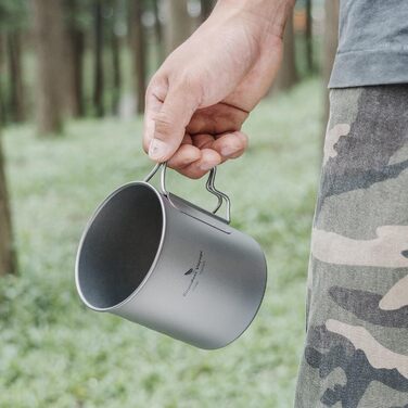 Одностінна титанова кружка Boundless Voyage з кришкою, складна ручка, для активного відпочинку на природі, кемпінгу, надлегка, для води, чаю, кави, 750 мл, 750 мл, 1 упаковка