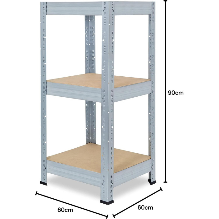 Професійний надміцний стелаж, оцинкований/металевий стелаж з 3 полицями, вантажопідйомність 200 кг кожна/металевий стелаж для підвалу, гаражний стелаж, стелаж для майстерні або стелаж для зберігання/навісний стелаж, металевий, В 90см / Ш 60см / Г 60см, 90