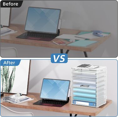 Рівневий органайзер для паперу з ручками, сітчастий тримач для файлів, органайзер для сортування паперу для офісу, дому, школи, білий, 9-