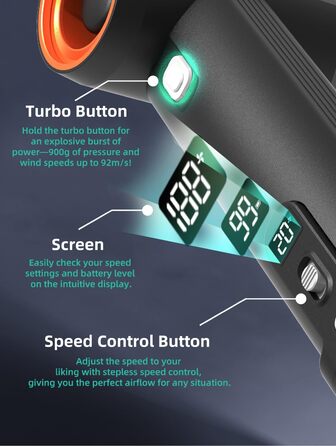 Електричний струменевий сухий повітродув, повітродув для металевого листя, повітродувка зі стисненим повітрям і повітродувка, автомобільна сушарка з потоком повітря 331 км/год для листя, снігу, крапель води та пилу в автомобілі