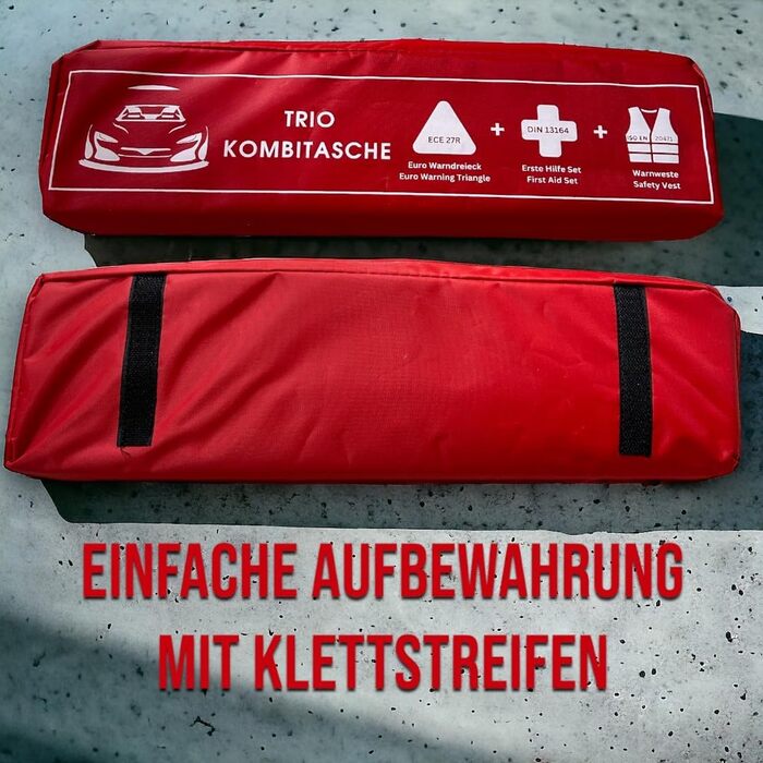 Автомобільна аптечка, включаючи аптечку автомобільну 2024 (червоний), 2024 tv geprft, inklusive Warndreieck und Warnwesten Auto -