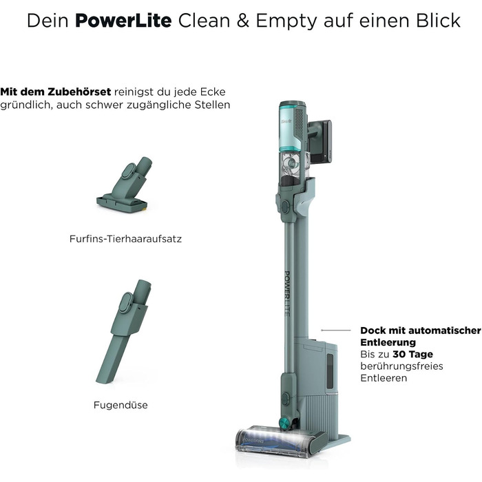 Акумуляторний пилосос Shark PowerLite Clean & Empty Pet, до 40 хв роботи, бірюзовий
