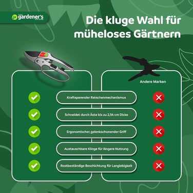 Садовий секатор Друг Садівника - Легкий секатор для обрізки троянд та рослин, ідеальний для людей зі слабкими руками - для стебел, кущів, живоплотів та тонких гілок - легкий у використанні.