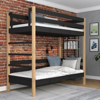 Двоярусне ліжко N-wood N03, дитяче ліжко 120х180 см, для 2 дітей, 2 сторони для складання сходів Ліва або права, Безпечні закругле