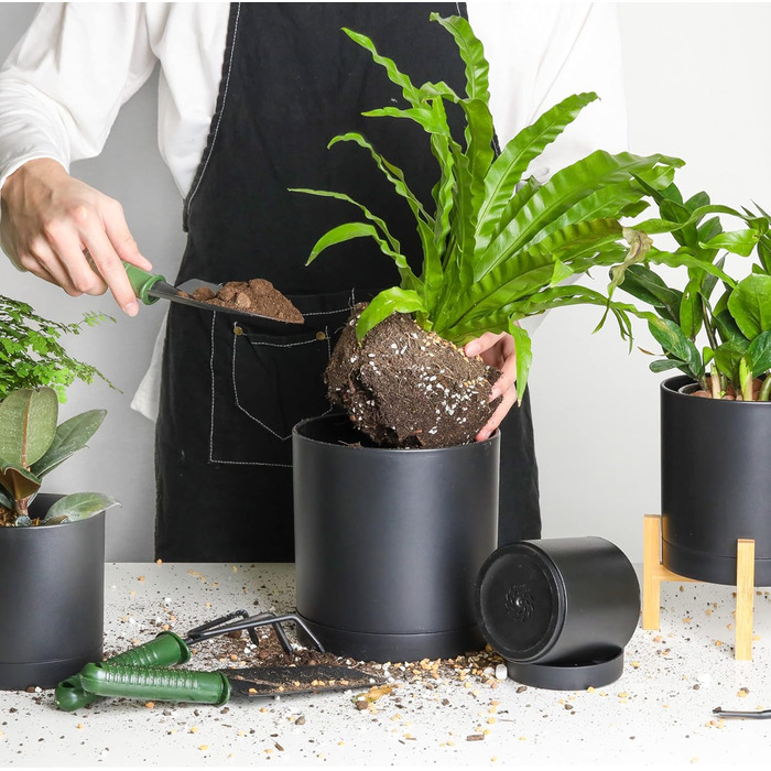 Пластиковий горщик для квітів з декількома дренажними отворами, набір з 4 кашпо для трав з блюдцем, кругле кашпо для кімнатних і б