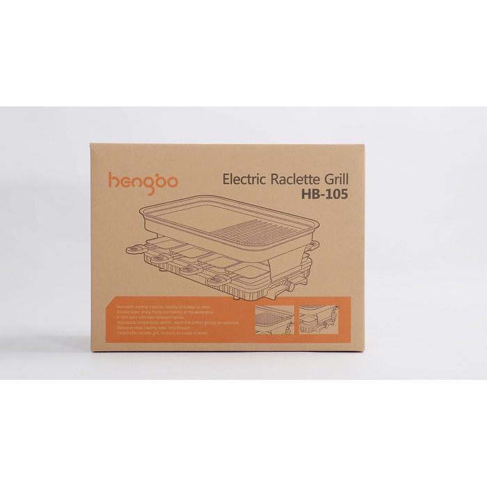 Раклетний гриль на 8 осіб з антипригарним покриттям, раклет з 8 міні-сковородами для раклету та 4 дерев'яними лопатками, плавно регульована температура, 1500 Вт, нержавіюча сталь 8 осіб