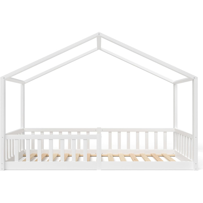 Дитяче ліжко Bellabino Bia 90x200 см, дитяче ліжко для дому з захистом від випадіння та висувною рейковою рамою, підлогове ліжко М